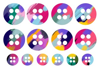 Plakat Buttons coloured set for postcard and cards and magazines and stickers and kids and hobbies