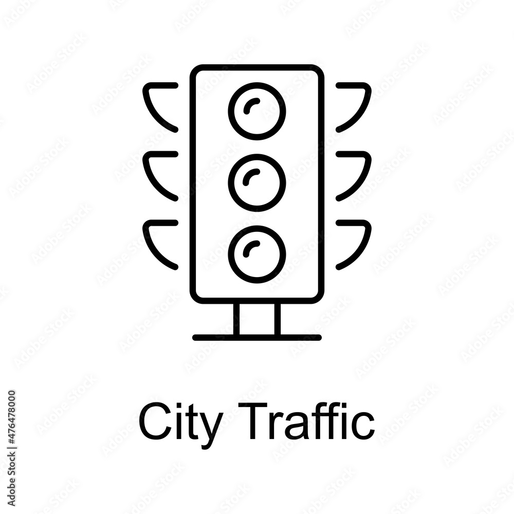 Poster city traffic vector outline icon for web isolated on white background eps 10 file