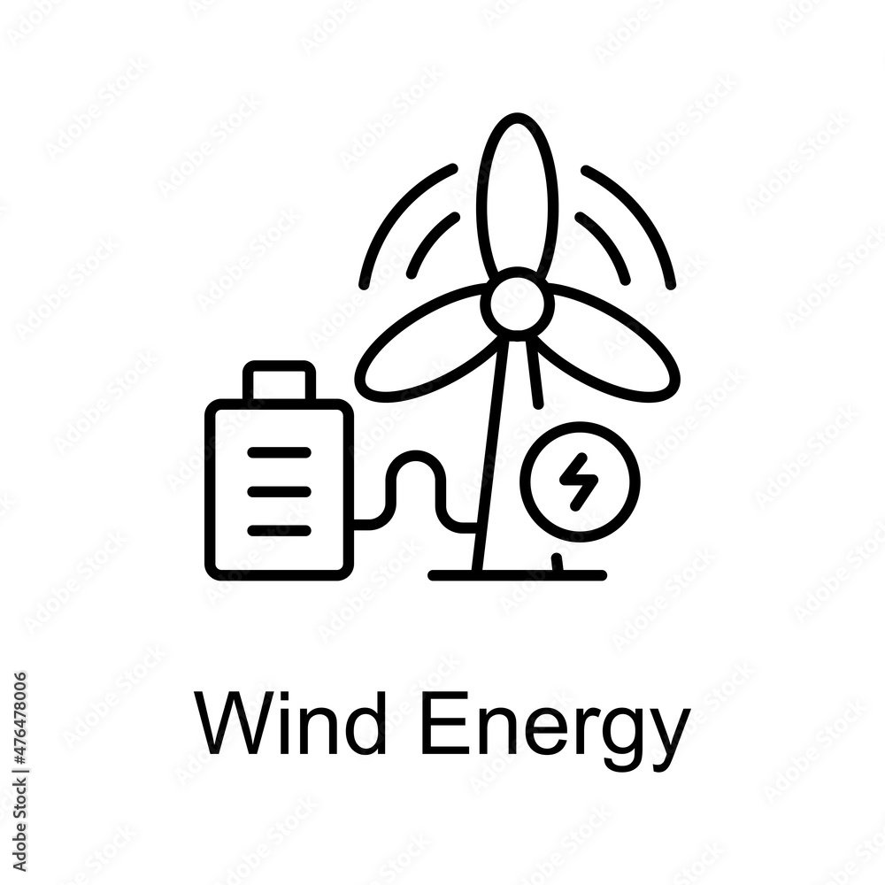 Aufkleber wind energy vector outline icon for web isolated on white background eps 10 file