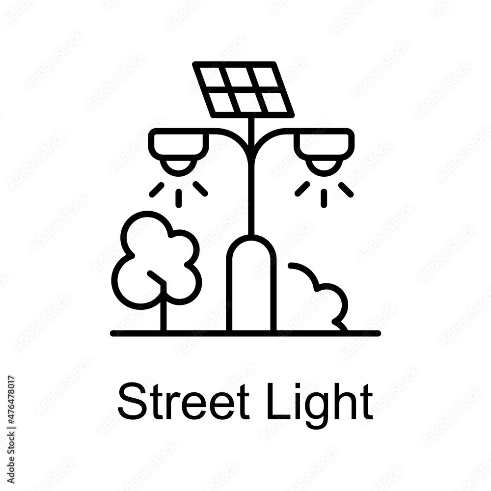 Poster street light vector outline icon for web isolated on white background eps 10 file