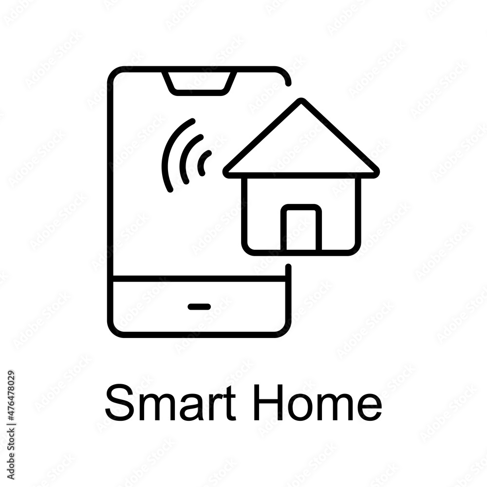 Aufkleber smart home vector outline icon for web isolated on white background eps 10 file