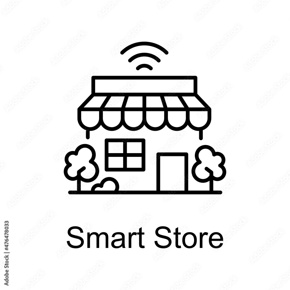 Poster smart store vector outline icon for web isolated on white background eps 10 file