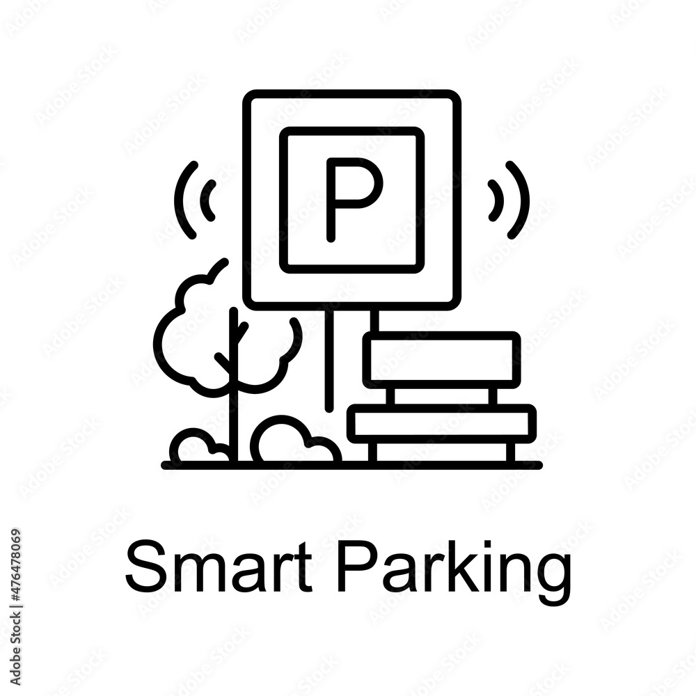 Poster smart parking vector outline icon for web isolated on white background eps 10 file