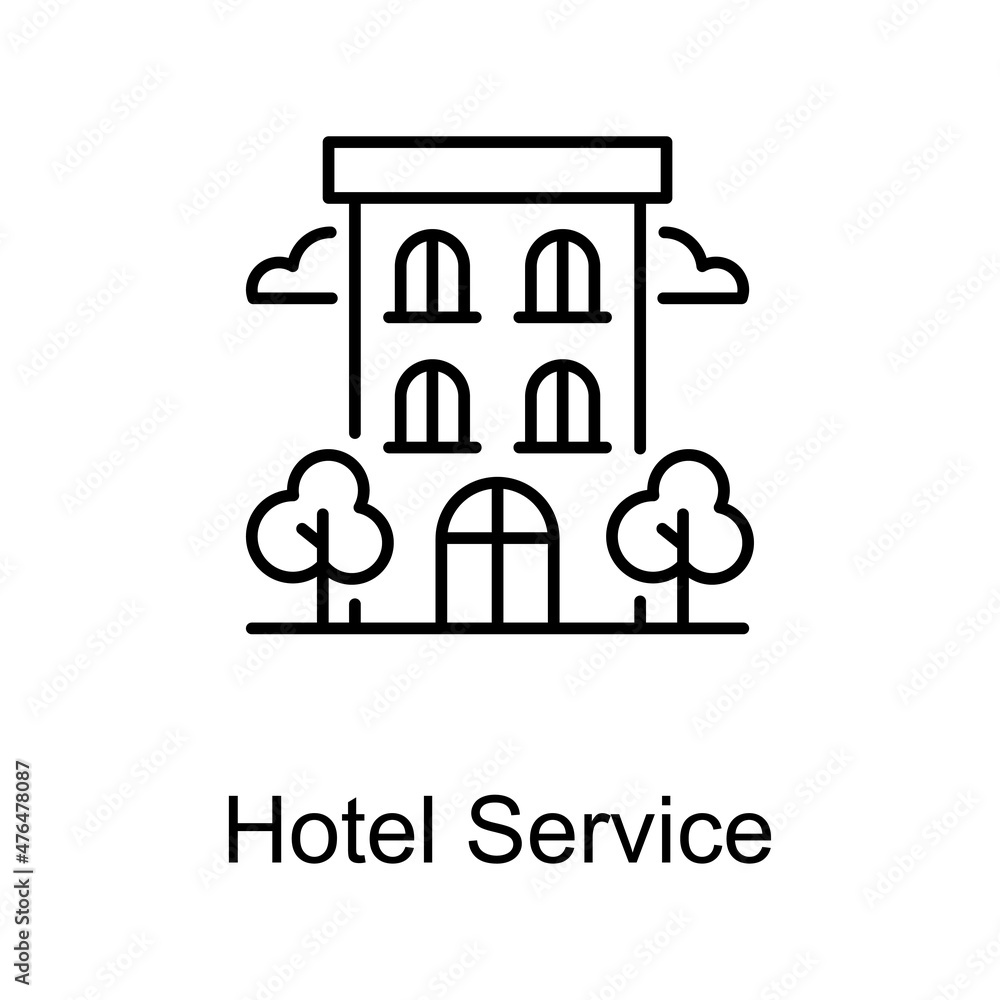 Poster hotel service vector outline icon for web isolated on white background eps 10 file