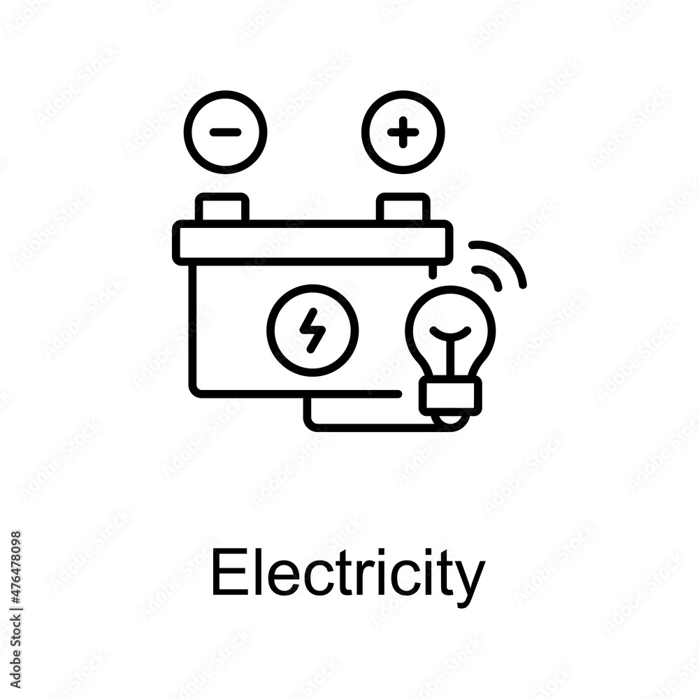 Poster electricity vector outline icon for web isolated on white background eps 10 file