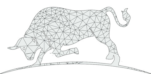 low poly vector illustration of bull.