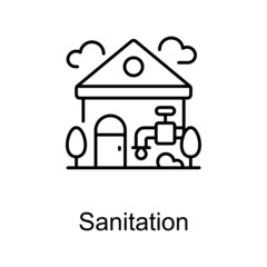 Sanitation vector outline icon for web isolated on white background EPS 10 file