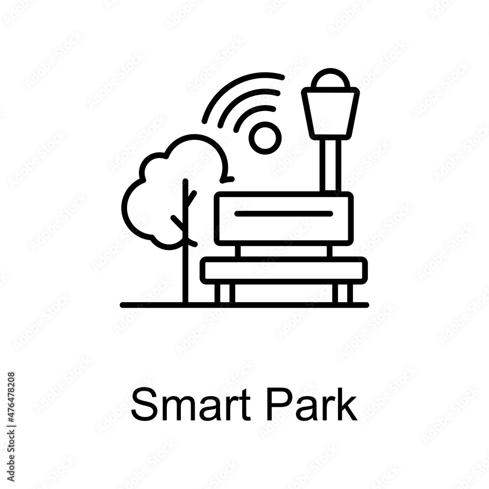 Poster smart park vector outline icon for web isolated on white background eps 10 file
