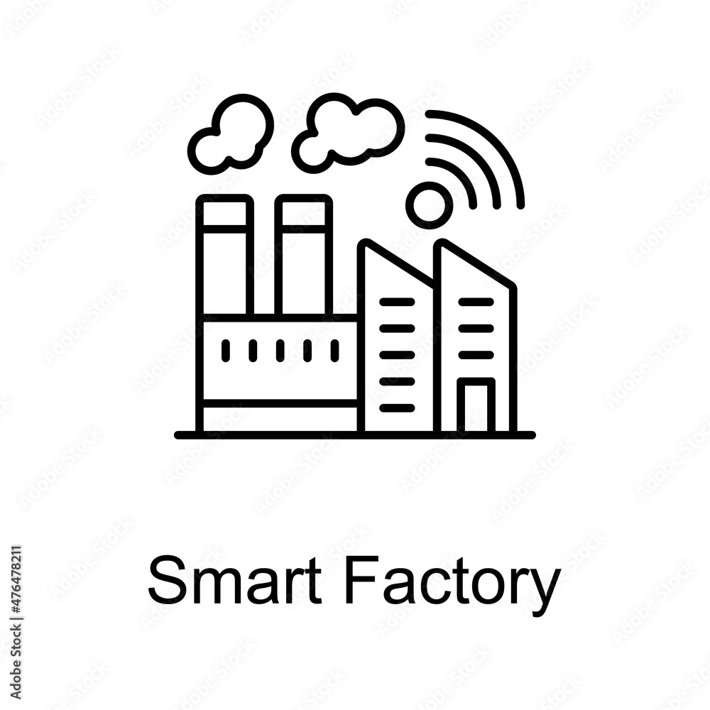 Poster Smart Factory vector outline icon for web isolated on white background EPS 10 file