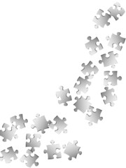 Game riddle jigsaw puzzle metallic silver parts
