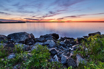 Twilight over beautiful lake Näsijärvi in Tampere