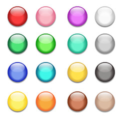 A set of glass glossy multicolored buttons