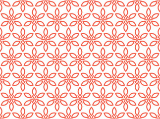 Flower geometric pattern. Seamless vector background. White and pink ornament