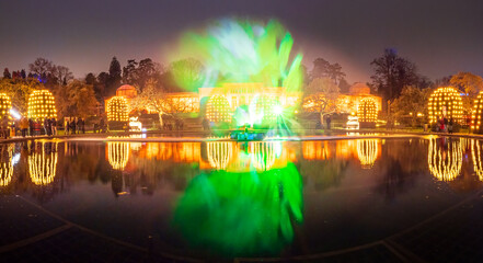 Light Christmas show at the park during night 