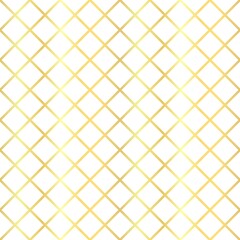 Gold cell grid lines seamless pattern on the white background. Vector illustration.