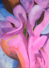 Foto auf Acrylglas Candy Pink Nahaufnahme von lila und gelben Blüten