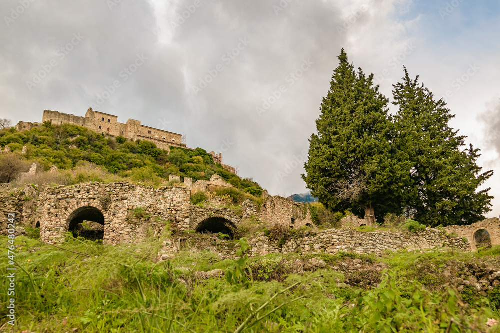 Wall mural mystras ruins, peloponnese, greece