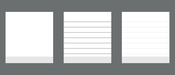 White square paper reminders 3d set. Vector illustration.