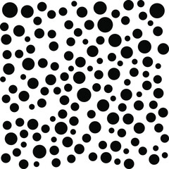 Black polka dots random pattern background. Grunge texture. Vector illustration.	