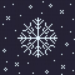 Snowflakes pixel art. Vector illustration. Merry Christmas.