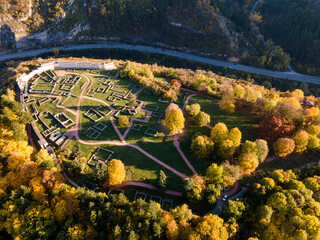 Aerial view of Ruins of the medieval Krakra fortress, Bulgaria