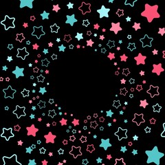 Colorful stars particle tunnel to place your content. Vector illustration.