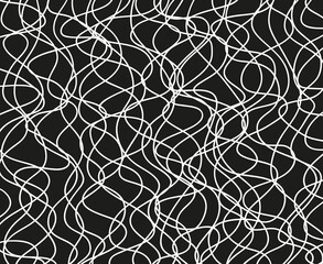 Obraz premium Wavy chaos pattern. Hand drawn dinamic scrawls. Pattern with lines and waves. Tangled texture. Abstract dinamic background. Doodle for design. Lineal wallpaper. Line art creation