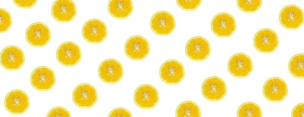 Lemon slices, top view of lemon slices isolated on a white background.