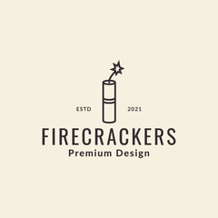 line firecracker hipster logo design vector graphic symbol icon sign illustration creative idea - obrazy, fototapety, plakaty
