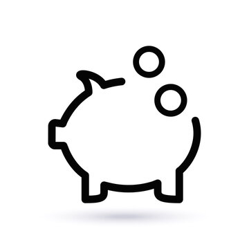 recommend clip art: Pig piggy bank icon. Concept illustration of accumulating money. Monochrome.