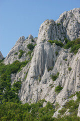 Obraz premium bizzare rock formation in mountain landscape at summer in National Park Paklenica, Velebit, Croatia, Europe