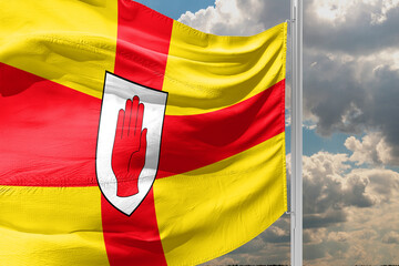 The flag of Ulster is a historic banner based on the coat of arms of Ulster - obrazy, fototapety, plakaty