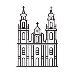 Christian Church or Cathedral Icon in Line Art