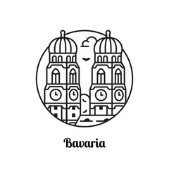 Fototapeta premium Travel Bavaria Line Icon with Munich Cathedral