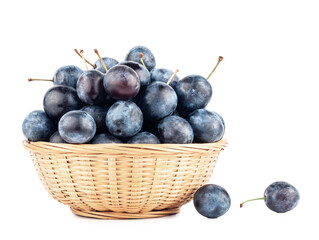 Blackthorn fruits basket isolated on a white background