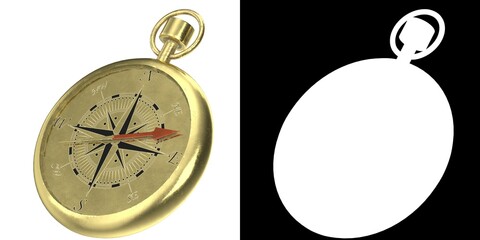 3D rendering illustration of a compass for navigation