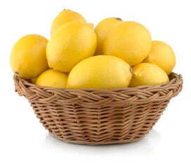 Lemons in the basket isolated on white