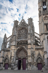 Fototapeta na wymiar Exterior architecture of Dieppe cathedral in France 