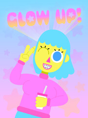 Girl taking up th Glow Up Challenge