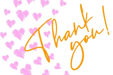 Thank You Card. Hand Written Lettering for Title, Heading, Photo Overlay, Wedding Invitation, Thank You Message. Heart shaped frame with thank you words, elegant thank you card 