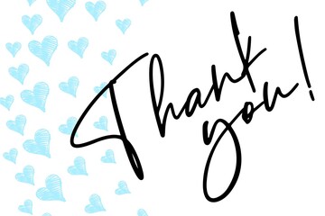 Thank You Card. Hand Written Lettering for Title, Heading, Photo Overlay, Wedding Invitation, Thank You Message. Heart shaped frame with thank you words, elegant thank you card 