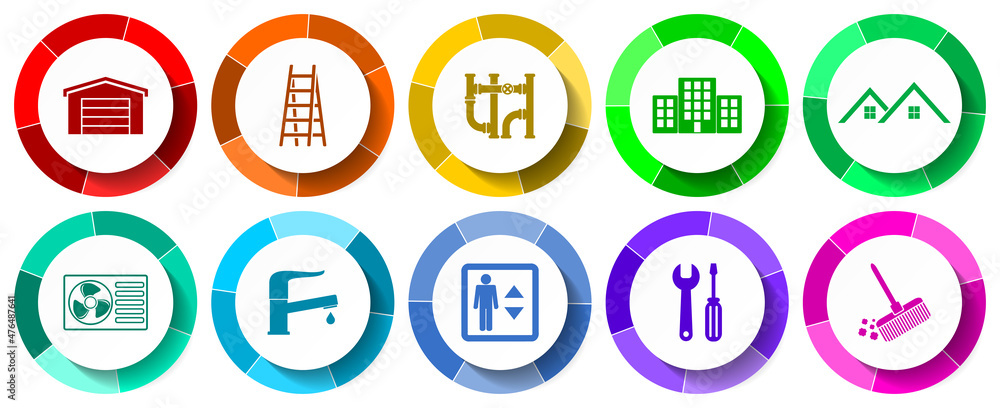 Poster set of home services web vector icons, flat design illustration for webdesign and mobile application