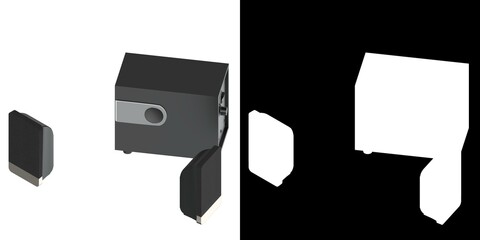 3D rendering illustration of some computer speakers