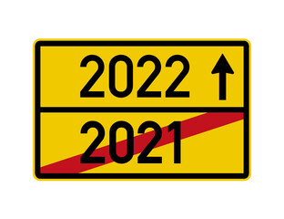 Naklejka na ściany i meble Happy New Year 2022 road sign concept