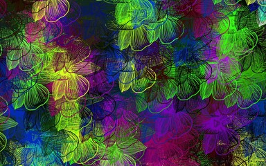 Dark Multicolor vector abstract design with flowers.