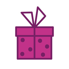 Festive gift icon, birthday box, flat design