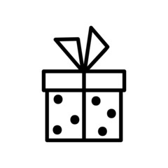 Festive gift box icon with bow isolated