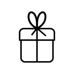 Festive gift box icon with bow isolated