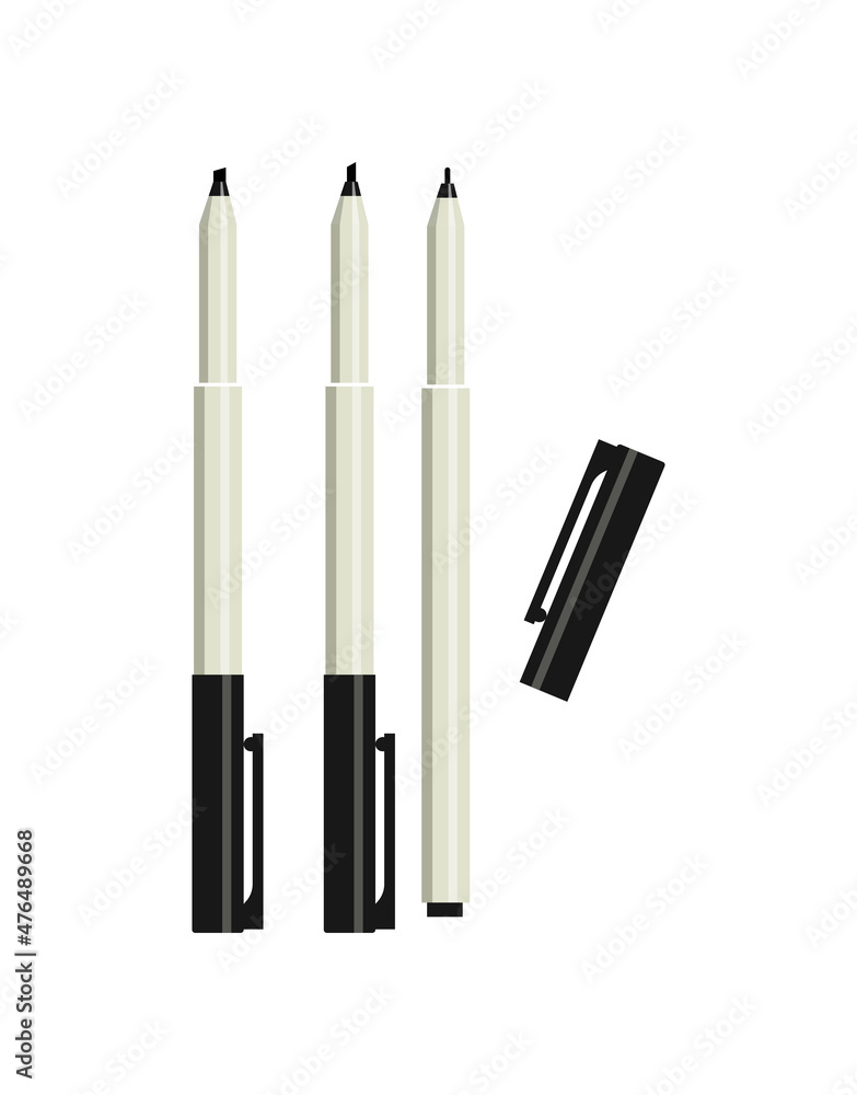 Poster set of liners. collection of black markers. tools for underlining important elements of text. beauti