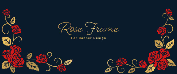 Rose Illustrations Decorated Banner Frame Design